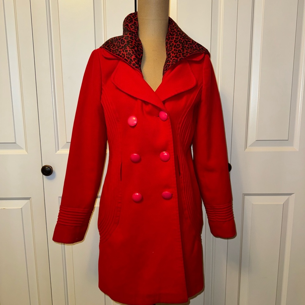 Red Woman Coat Jacket Sz xs